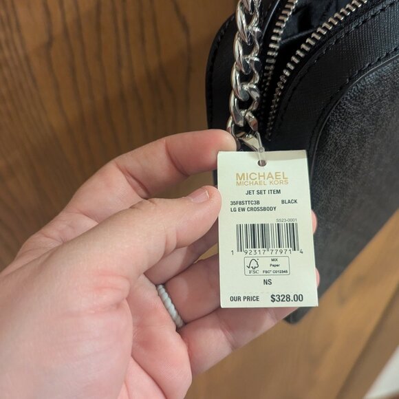 NWT Michael Kors Jet Set Large Logo Crossbody Bag with Silver Tone Hardware - Picture 8 of 9